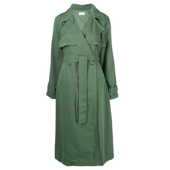 Boyish by HER NWT Maxwell Green Belted Midi Classic Trench Coat Jacket - Picture 3 of 14
